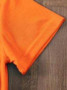 SHEIN LUNE Camiseta con estampado de gato - Naranja - Ver 3