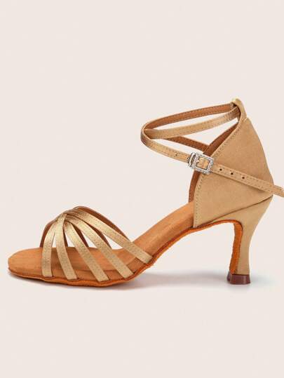 Women's Latin Dance Shoes, Ankle Strap Ballroom Dance Sandals, Salsa Stiletto Dancing Heels