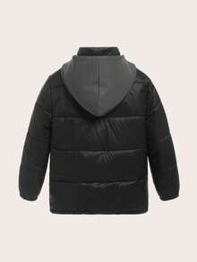 SHEIN 1. Mũ len chắp vá cho bé trai, dài vừa phải
2. Áo khoác Parka mùa đông, Áo khoác dệt dày ấm áp cho bé trai - màu đen - Xem 2