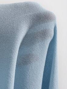 DAZY Áo Cardigan thiết kế giản dị thả vai - Màu xanh lam - Xem 8