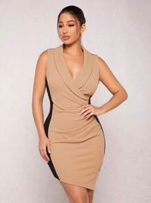 SHEIN SXY Two Tone Shawl Collar Asymmetrical Hem Bodycon Dress New years eve outfit 
Party outfit 
Sexy outfit
sexy outfits club
