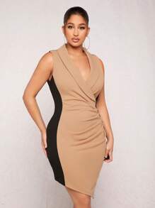 SHEIN SXY Two Tone Shawl Collar Asymmetrical Hem Bodycon Dress New years eve outfit 
Party outfit 
Sexy outfit
sexy outfits club