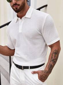 Manfinity Homme Men Solid Polo Shirt - White - View 1
