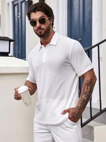 Manfinity Homme Men Solid Polo Shirt - White - View 6