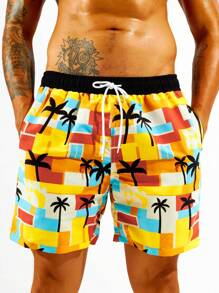 Surfspeed 男士熱帶圖案腰部抽繩泳褲 - 彩色 - 查看 1