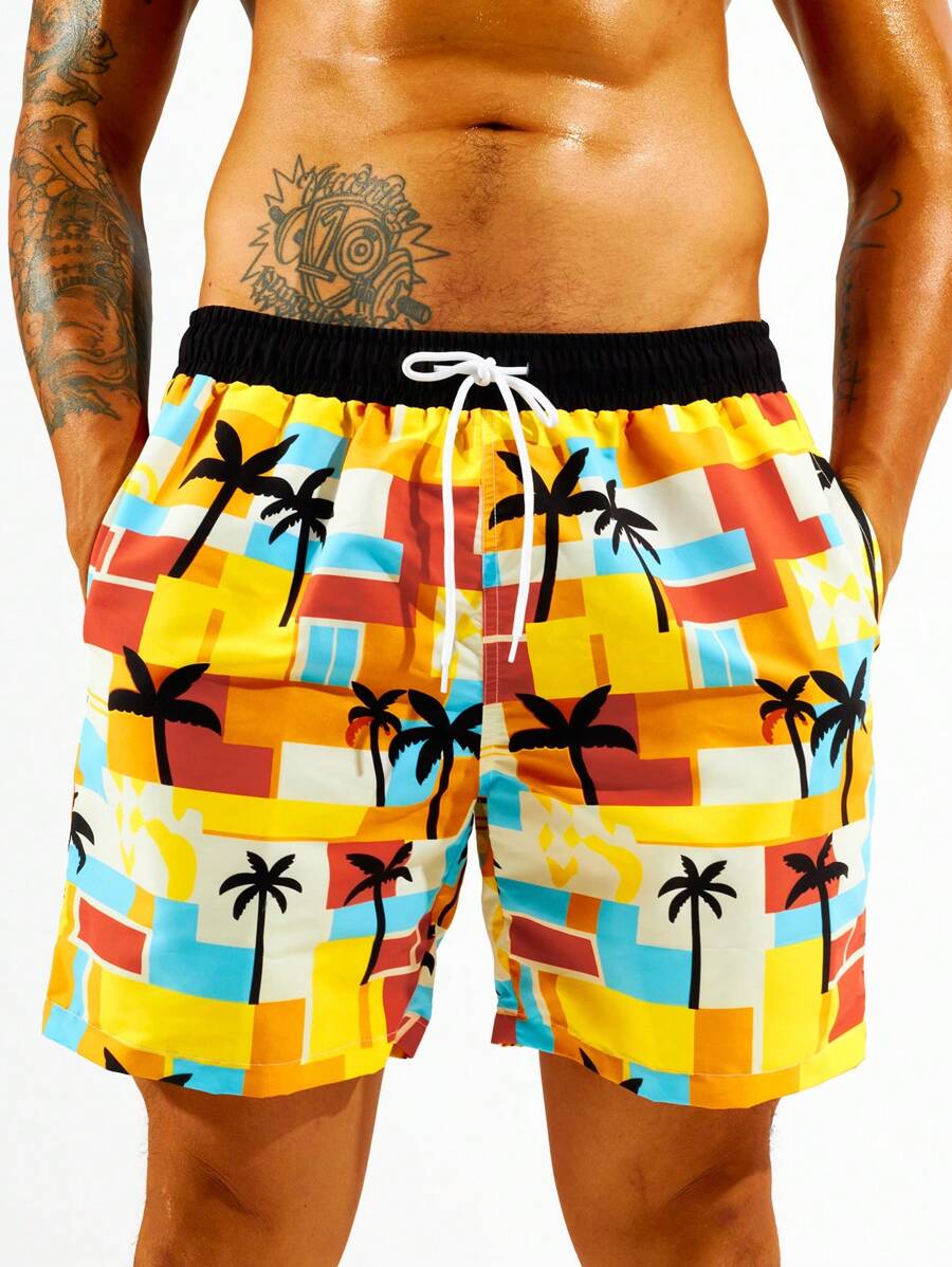 Surfspeed 男士熱帶圖案腰部抽繩泳褲 - 彩色 - 查看 1