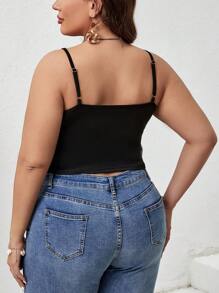 SHEIN VCAY Plus Fringe Trim Cami Summer Top