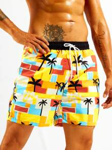 Surfspeed 男士熱帶圖案腰部抽繩泳褲 - 彩色 - 查看 5
