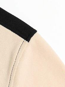 Manfinity Homme Men Two Tone Polo Shirt, Long Sleeve Button Up Collar Color Block Polo Shirt , Work Casual Husband, Polo Shirts For Men Long Sleeve, Fall - Black - View 5