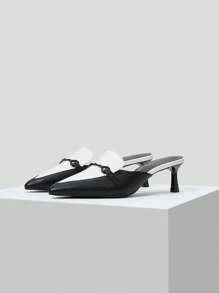 MOTF PREMIUM TWO-TONE HORSEBIT HEELED MULES - Black - View 6