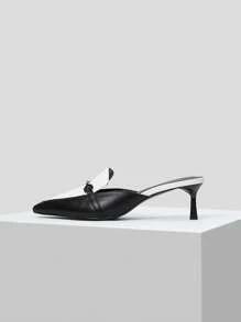 MOTF PREMIUM TWO-TONE HORSEBIT HEELED MULES - Black - View 3