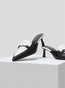 MOTF PREMIUM TWO-TONE HORSEBIT HEELED MULES - Black - View 8