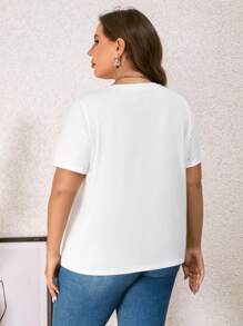 SHEIN LUNE Talla grande Camiseta con estampado de libélula
