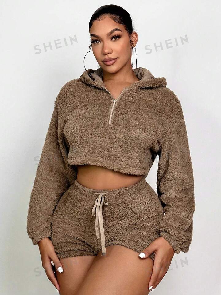 zip top teddy hoodie