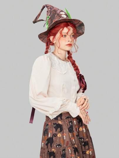 Fairycore Chemise À Col Statement Manches Bouffantes