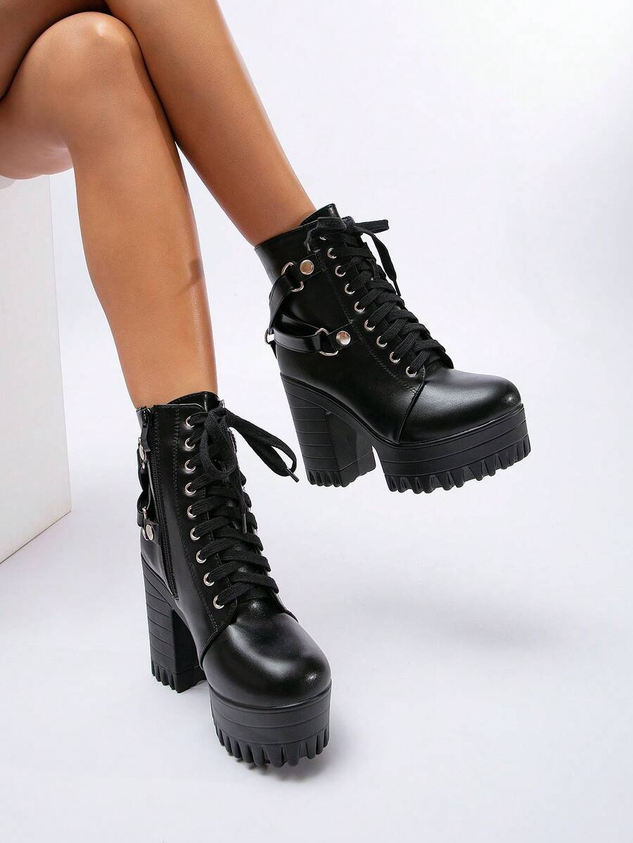 Women's Fashionable Outdoor Spring/autumn Boots - Black - View 1