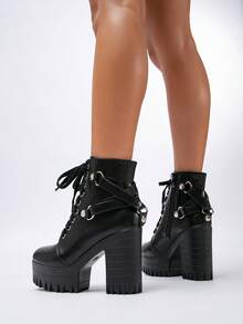 Women's Fashionable Outdoor Spring/autumn Boots - Black - View 5