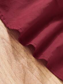 SHEIN Baby Girl Bow Front Mesh Overlay Halter Dress - Burgundy - View 5