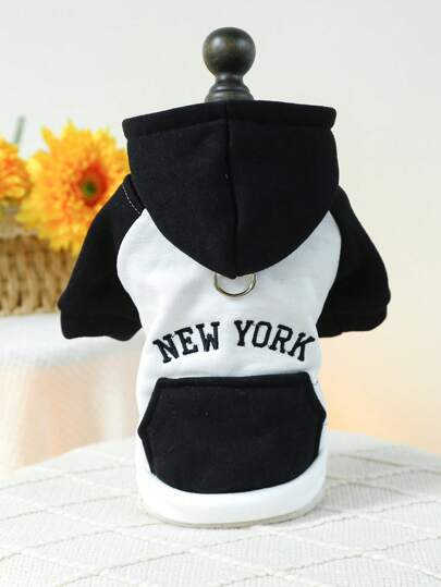 PETSIN 1 件宠物拼色连帽夹克，适合狗和猫