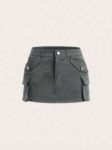 SHEIN ICON Flap Pocket Cargo Skirt