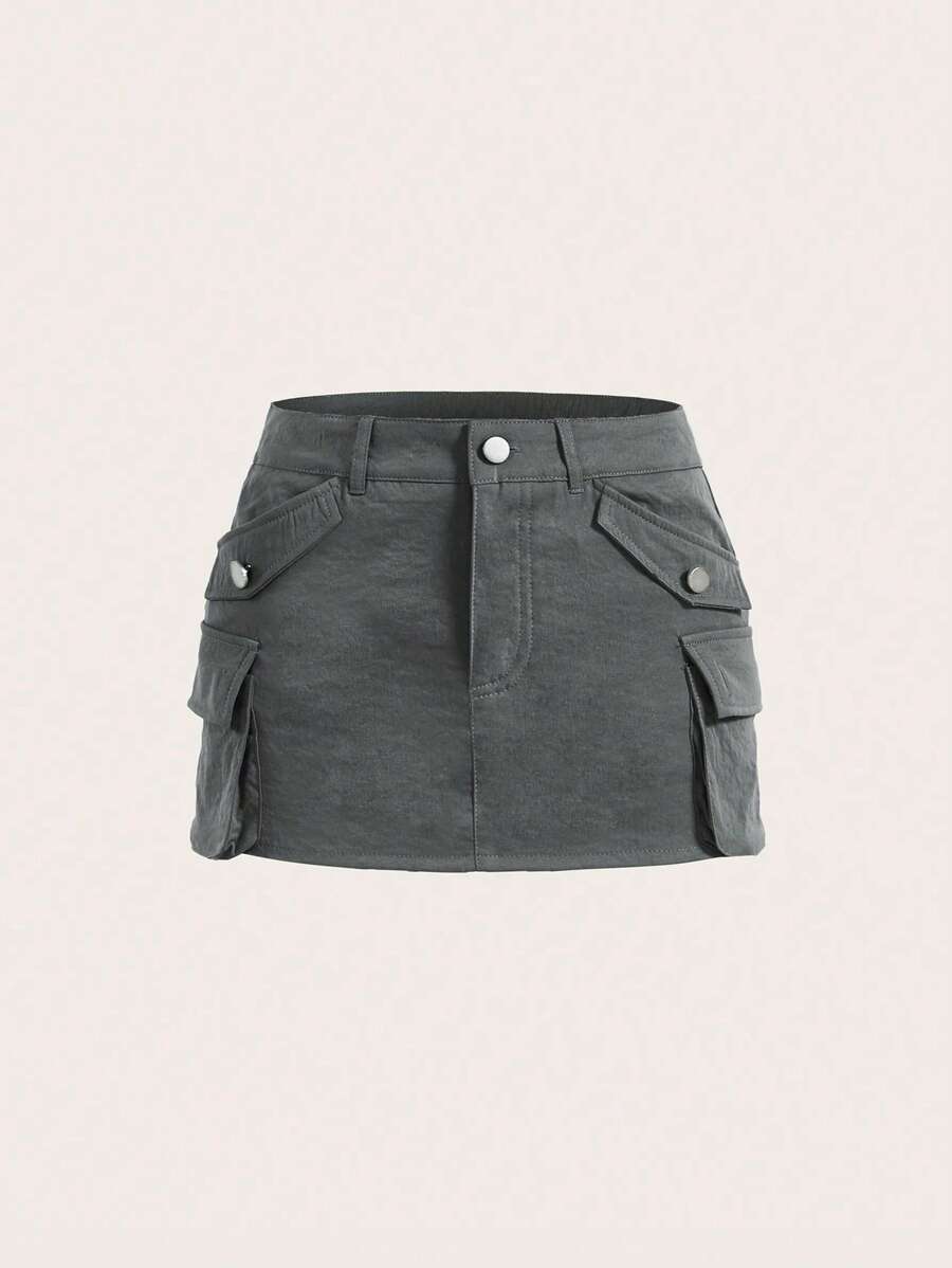 SHEIN ICON Flap Pocket Cargo Skirt