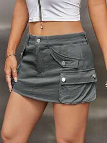 SHEIN ICON Flap Pocket Cargo Skirt