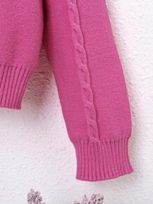SHEIN Tween Girl Holiday Style Pullover Sweater With Long Sleeve And Round Neck - Pink - View 4