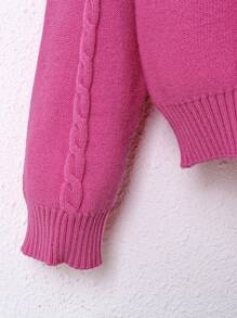 SHEIN Tween Girl Holiday Style Pullover Sweater With Long Sleeve And Round Neck - Pink - View 6