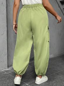 SHEIN LUNE 大碼側翻蓋口袋工裝褲