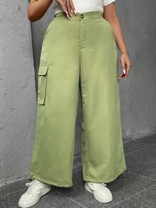 SHEIN LUNE 大碼側翻蓋口袋工裝褲