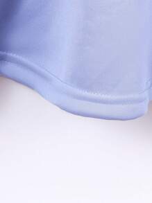 Elladie kids Young Girl Heart Print Striped Trim Polo Neck Dress, School, Campus, College - Blue - View 4