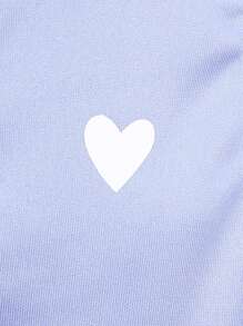 Elladie kids Young Girl Heart Print Striped Trim Polo Neck Dress, School, Campus, College - Blue - View 5