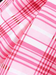 Young Girl Solid Tee & Plaid Print Skirt - Multicolor - View 3