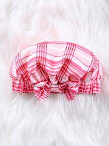 Young Girl Solid Tee & Plaid Print Skirt - Multicolor - View 8