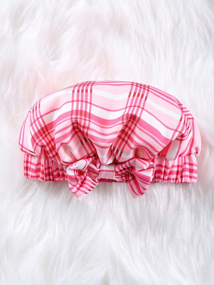 Young Girl Solid Tee & Plaid Print Skirt