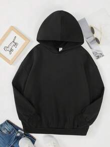 Áo nỉ in hình chữ cái và rồng Trung Quốc dành cho nữ tuổi teen - màu đen - Xem 2