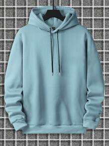 Manfinity Hypemode Hombres Capucha con estampado de slogan con bolsillo de canguro con cordón