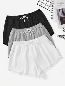 SHEIN EZwear Hơn 3pcs Eo dây rút Quần short - Nhiều màu - Xem 1