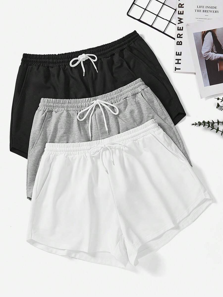 SHEIN EZwear Hơn 3pcs Eo dây rút Quần short - Nhiều màu - Xem 1