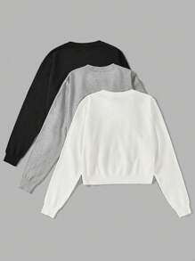 SHEIN EZwear Talla grande 3 piezas Jersey unicolor de cuello redondo - Multicolor - Ver 2