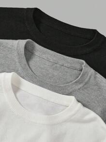 SHEIN EZwear Talla grande 3 piezas Jersey unicolor de cuello redondo - Multicolor - Ver 3