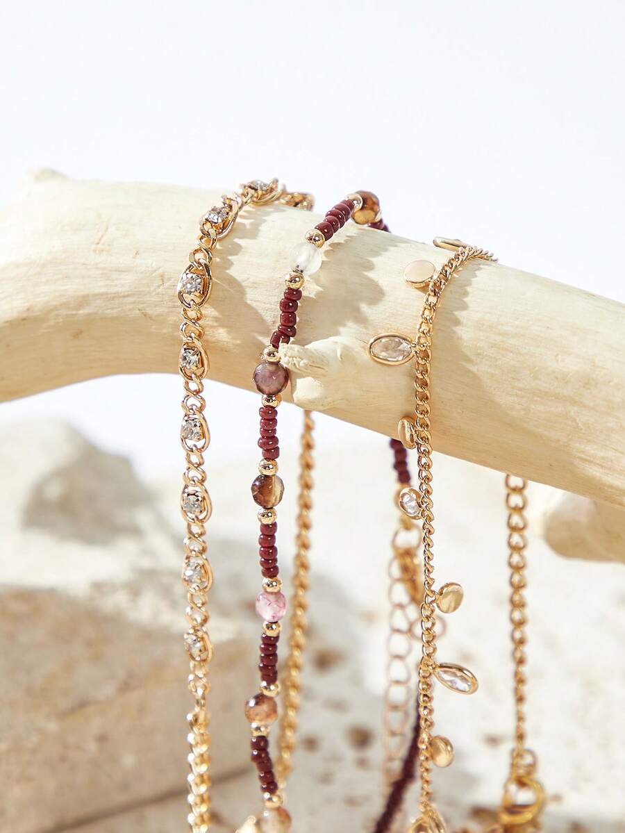 SHEIN VCAY Juego de cadenas de moda - 3 piezas - Dorado - Ver 1