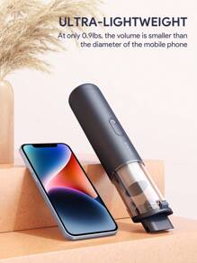 JMMO Mini aspiradora, aspiradora de coche, succión potente que devora el polvo, batería de 2000mAh y sistema de filtro de 2 capas y bajo nivel de ruido para regalos de Navidad, imprescindibles para accesorios de vacaciones, suministros de camping - Gris - Ver 5