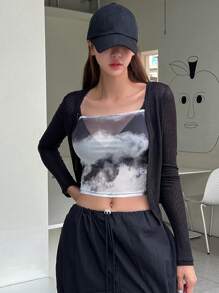 DAZY Tie Dye Cami Top & Open Front Crop Top Sheer, Women Two Pieces Sets Lounge Sets For Women - Multicolor - View 4