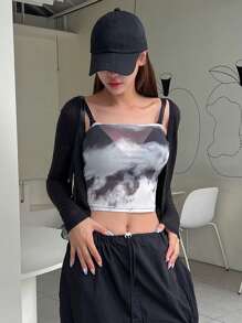 DAZY Tie Dye Cami Top & Open Front Crop Top Sheer, Women Two Pieces Sets Lounge Sets For Women - Multicolor - View 6