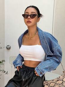 DAZY 落肩前开短款牛仔夹克 Y2k