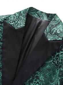 Manfinity AFTRDRK 男士大码1入組印花單釦西裝外套 - 綠色 - 查看 3