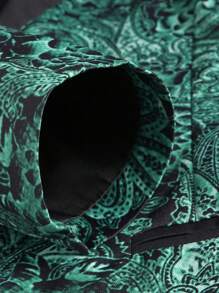 Manfinity AFTRDRK 男士大码1入組印花單釦西裝外套 - 綠色 - 查看 5