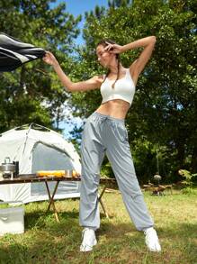 In My Nature 女式城市戶外防水遠足慢跑褲，非常適合徒步旅行和日常通勤 - 淺灰色 - 查看 5