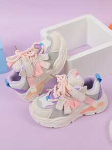 時尚中性嬰兒競技鞋,防滑軟底網紗鞋 - 粉色 - 查看 2